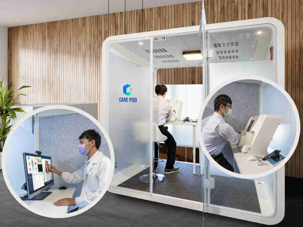 达擎于医疗科技展中展出＂远距诊疗舱＂，，以因应医疗数字化及社会高龄化趋势下、、、、复诊及慢性病患等族群对于远距看诊需求逐渐升高所推出的创新整合方案。。。多功能合一、、、、高隐私性的远距诊疗舱可根据病患端与医师端的不同需求，，，提供弹性化及客制化功能，，，节省医生和病患的精力及时间